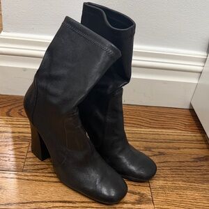Stuart Weitzman Black Bootie block heel